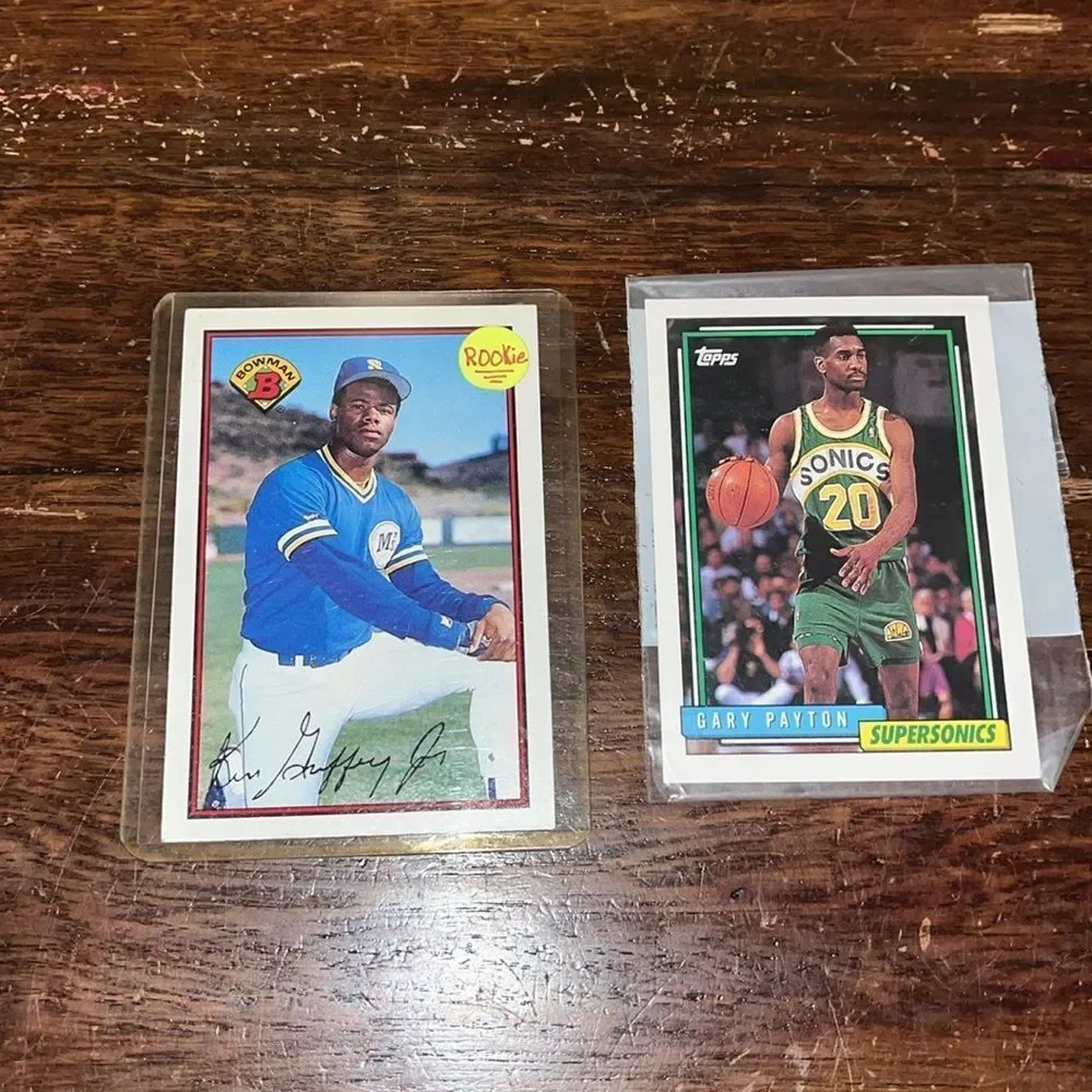 1989 Ken Griffey Jr Seattle Mariners Rookie & 1992 Gary Payton SuperSonics Card